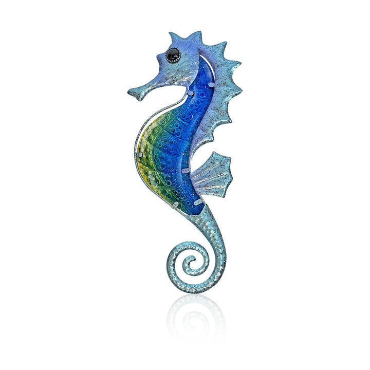 LIFFY Large Metal and Glass Seahorse Wall Decor, Sea Li