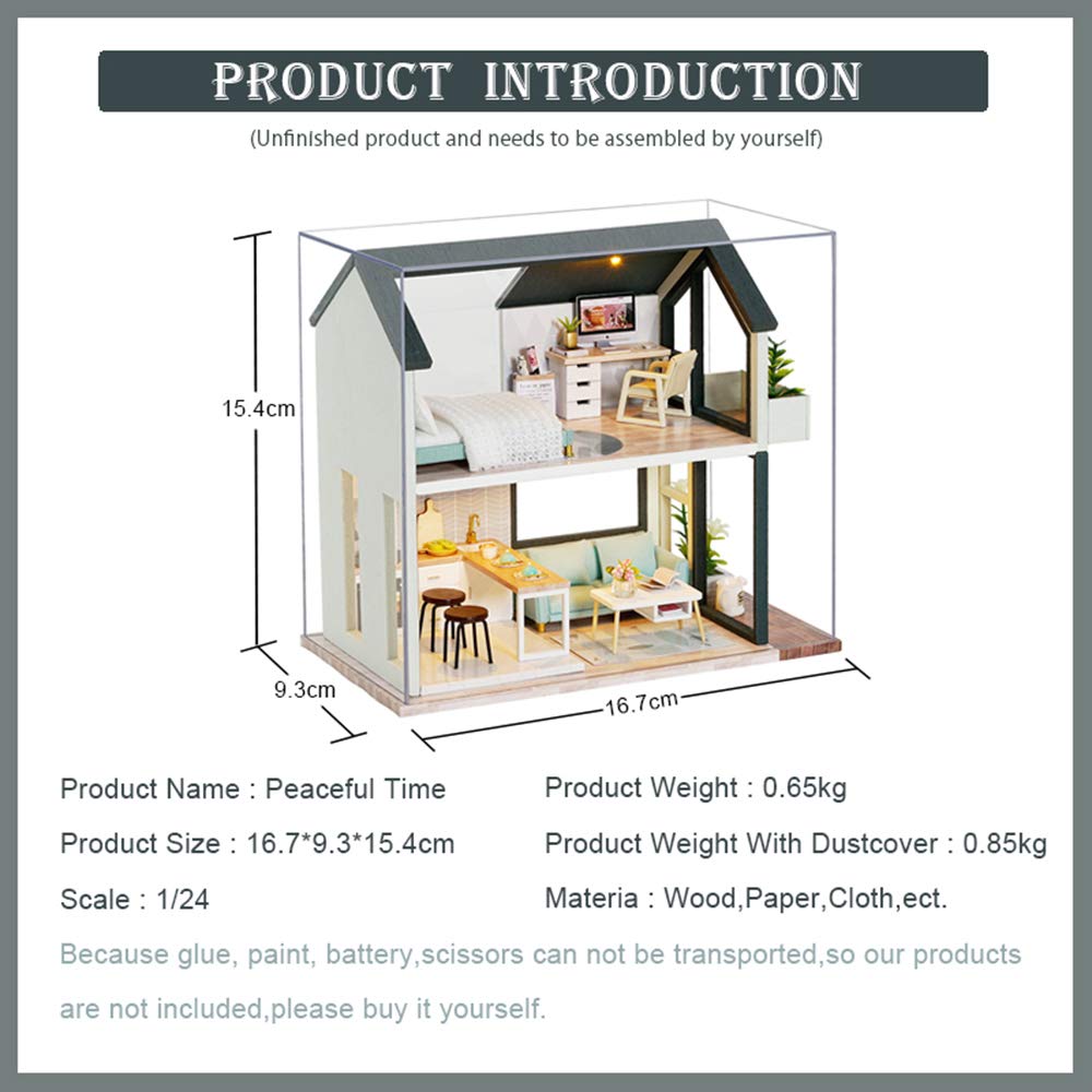 DIY Miniature Dollhouse Kit with Furniture, Mini House Kit with Dust Cover Tiny House Miniature Kit 1:36 Scale