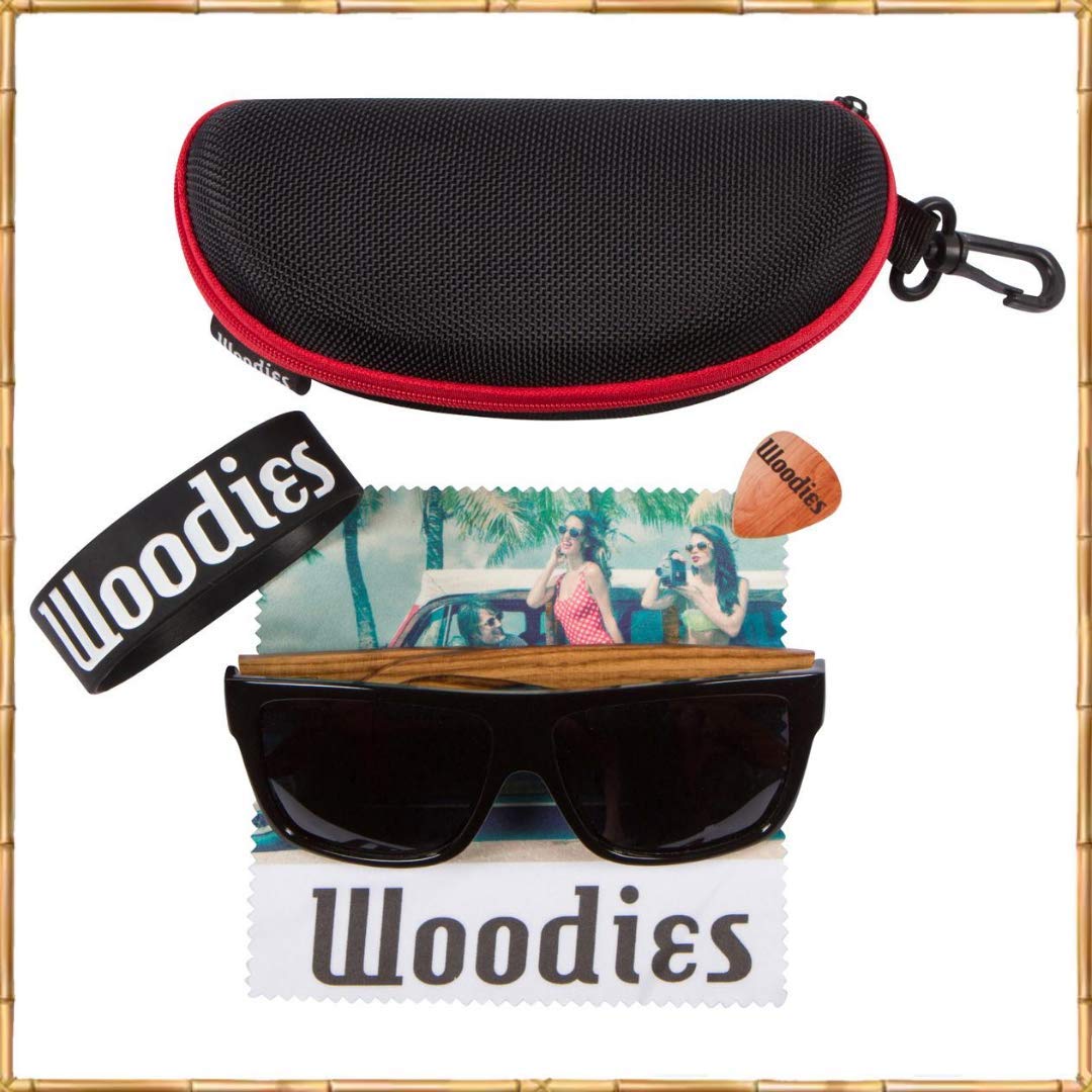 Woodies Black Oversized Flat Top Square Zebra Wood Sung