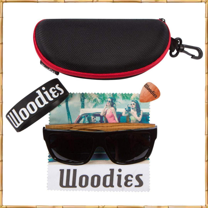 Woodies Black Oversized Flat Top Square Zebra Wood Sung