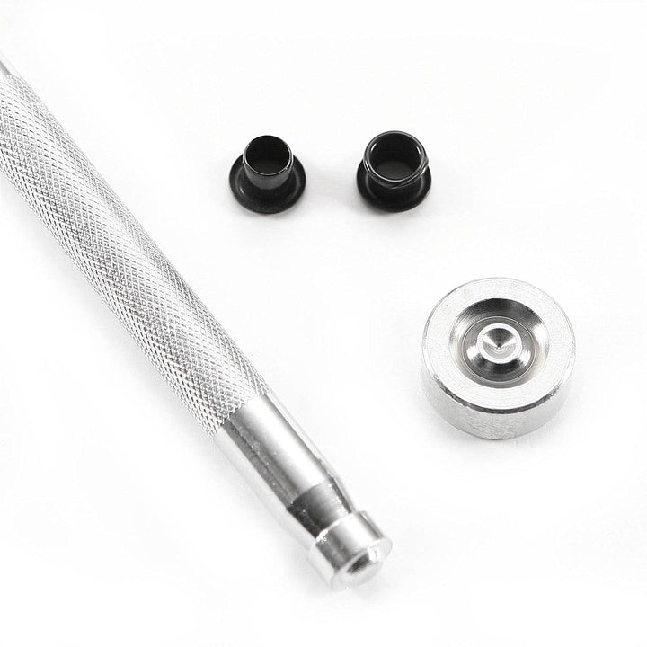 Eyelet Hand Setter (#8 Size) - (Fits 1/4 Inch Diameter Eyelets) - (Includes Base &amp; Ram) - for DIY Kydex &amp; Leather Holster Making, Upholstery, and Apparel Binding