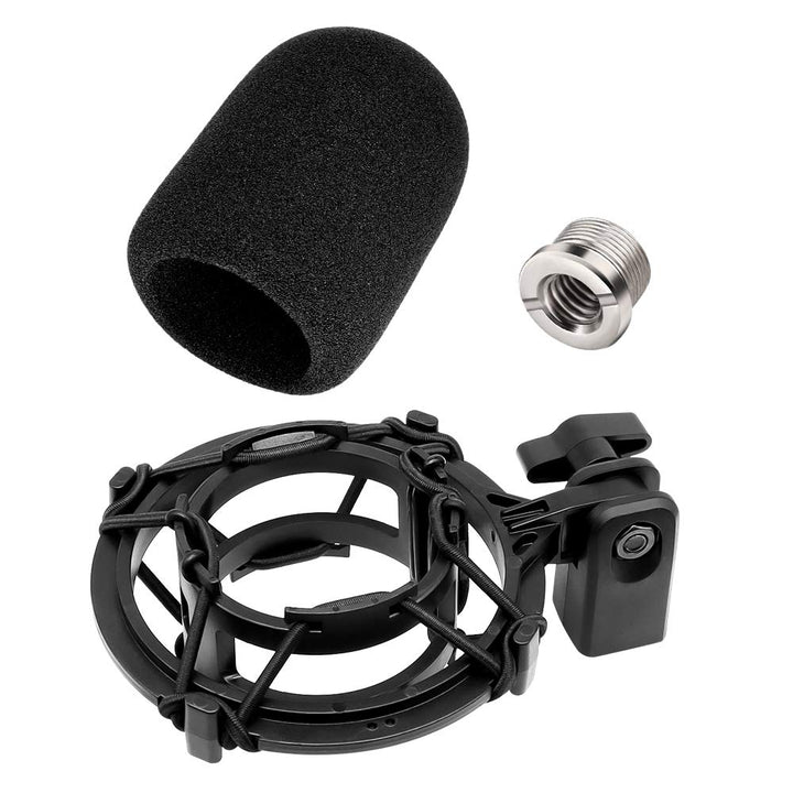 AT2020 Microphone Shock Mount with Pop Filter, [Custom Built for AT2020 Mic] Anti-Vibration Suspension Shock Mount Holder Clip Compatible with audio technica at2020 line Kit