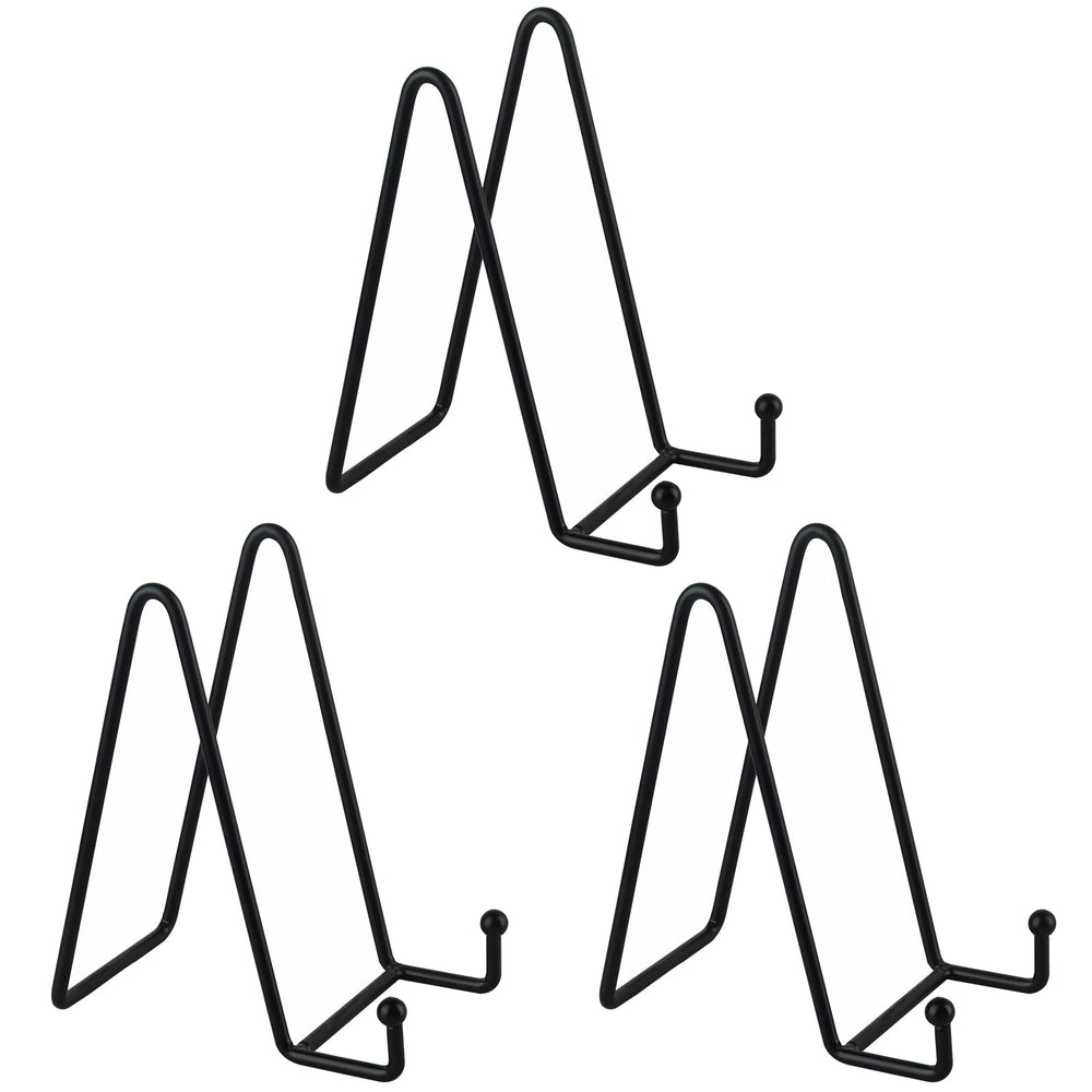 3 Pack 6 Inch Black Metal Display Stands Plate Holder Display Stands for Picture, Decorative Plate, Book, Photo Easel, Artistic Work (3 Pack, 6 inch)