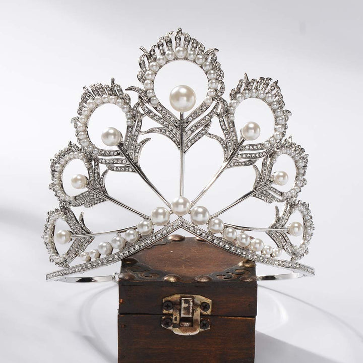Prom Princess Crown Pearl Tiara Rhinestone Tiara Pageant Queen Crown Wedding Hair Jewelry