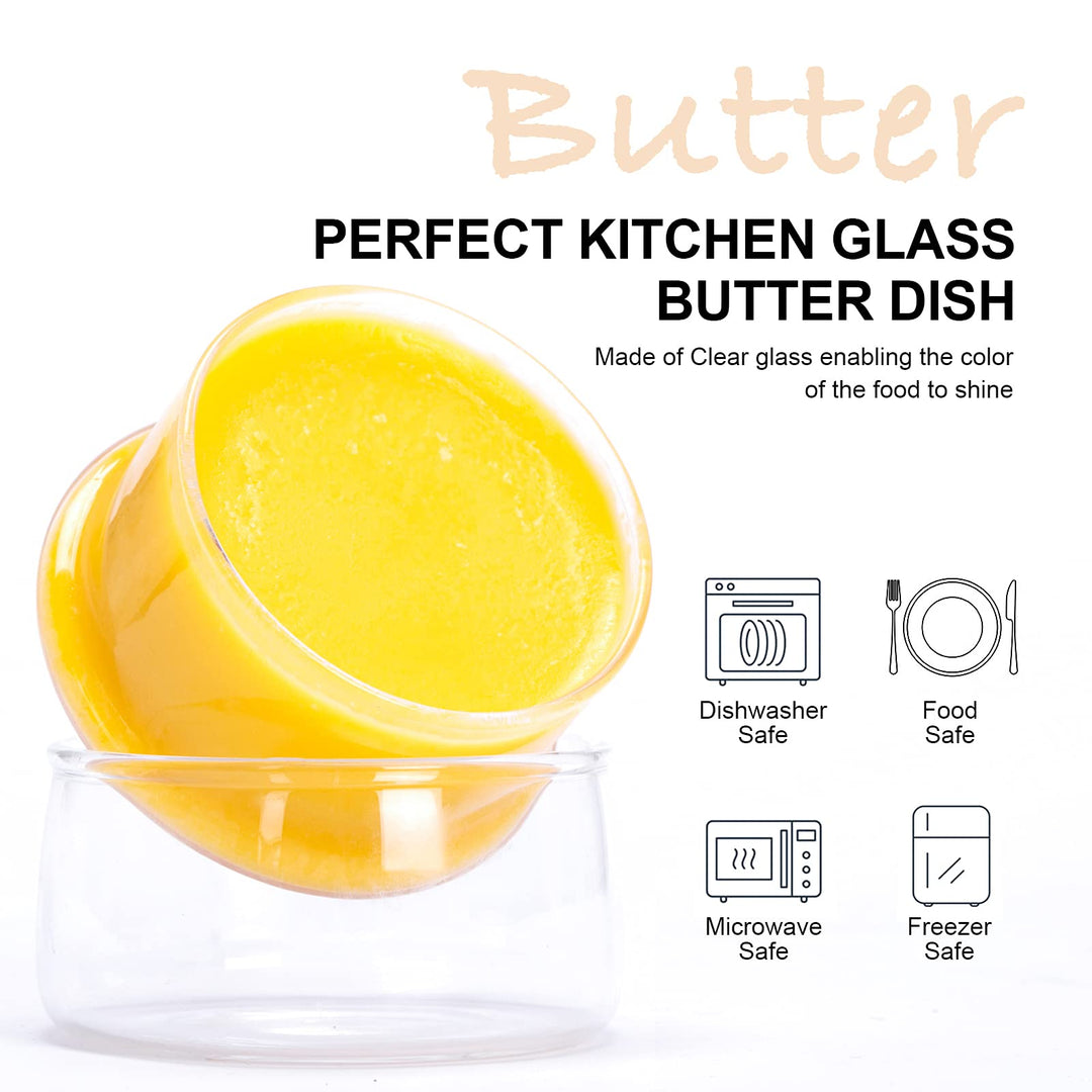 Glass Butter Keeper Crock -- French Butter Dish No More Hard Butter Perfect Spreadable Consistency, Transparent 1