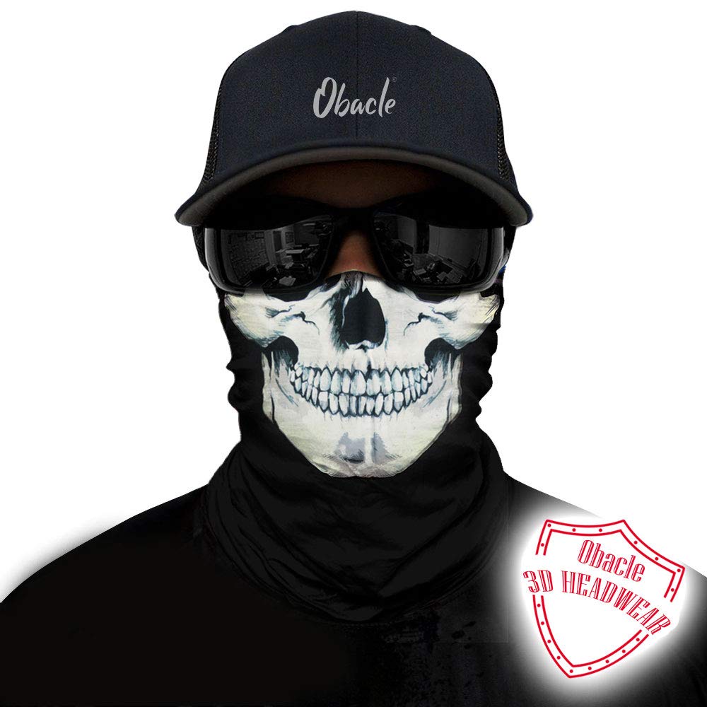 Skull Mask for Men Women Skull Bandana Skull Half Face Mask 3D Tube Balaclava Breathable Sun Mask for Fishing Running Hunting Cycling Motorcycle Bike Outdoor Sport (Skull White Face Black Nose)