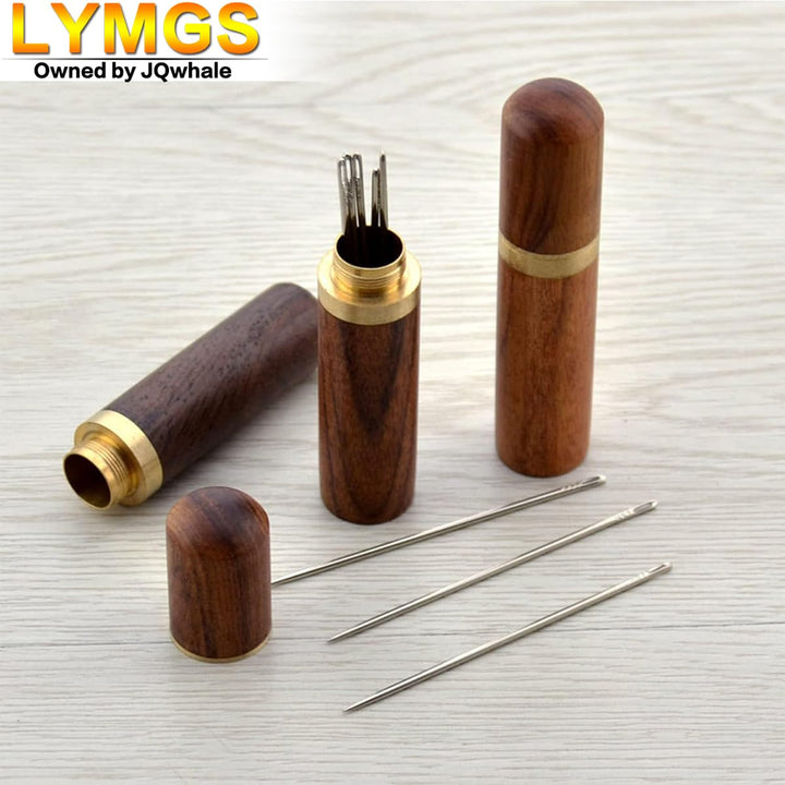 LYMGS Home Wooden Portable Sewing Needles Storage Case,