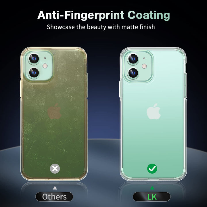 [5-in-1 for iPhone 11 Case, with 2 Pcs 9H Tempered Glass Screen Protector + 2 Lens Protector, Matte-Finish, Shockproof Dropproof, Anti-Scratch Phone Case Cover Kit for iPhone 11, Clear