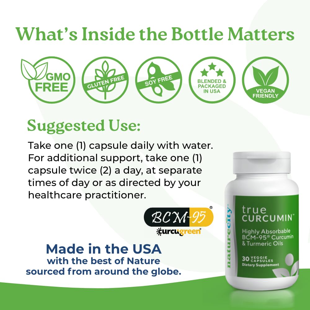 NatureCity True-Curcumin Turmeric Supplement | Non-GMO 