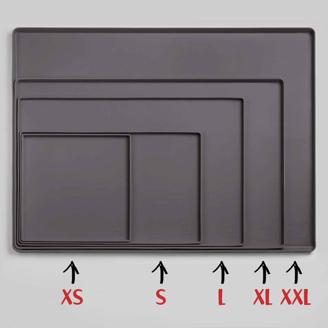 Dog Food Mat – Waterproof Dog Bowl Mat for Food and Water, Silicone Pet Feeding Mats for Floors, Non-Slip Placemat with High Edges for Dogs Bowls, Puppy Essentials (Small: 19x12, Shadow)