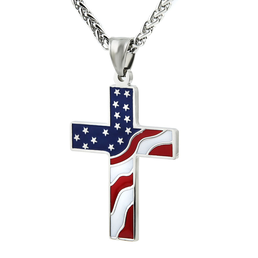 HZMAN American Flag Patriotic Cross Religious Jewelry P