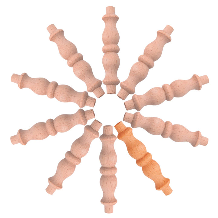 10PCS 3.4 inch Wooden Spindles Decorative Wood Spindle Unfinished Wood Craft Spindles for Furniture Woodworking Decoration