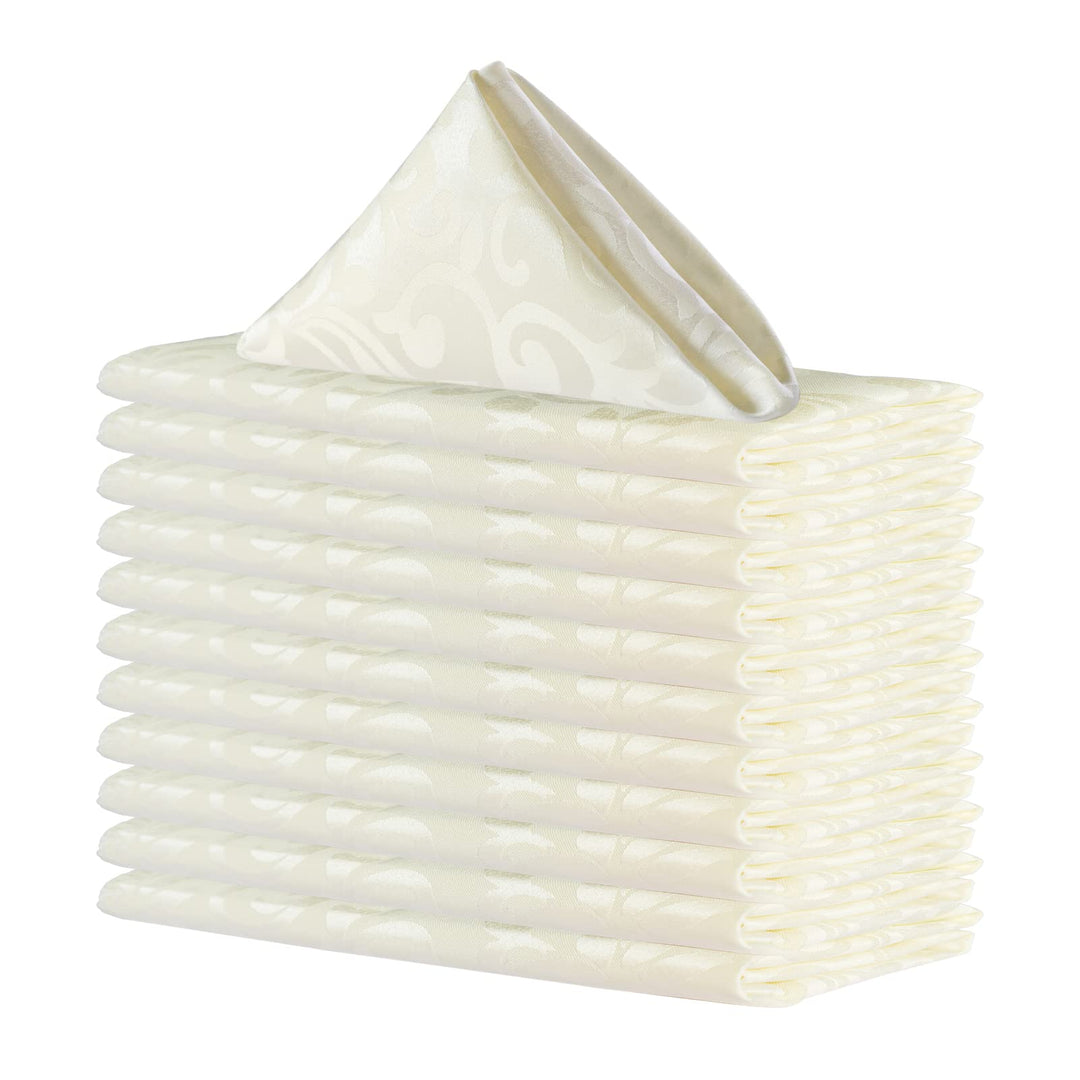 Cloth Napkins Set of 12 20x20 Inches Washable Polyester Everyday Use Table Napkins Reusable Durable Dinner Napkins for Weddings, Parties, Holiday Dinner, Beige