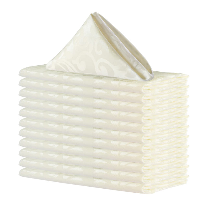 Cloth Napkins Set of 12 20x20 Inches Washable Polyester Everyday Use Table Napkins Reusable Durable Dinner Napkins for Weddings, Parties, Holiday Dinner, Beige