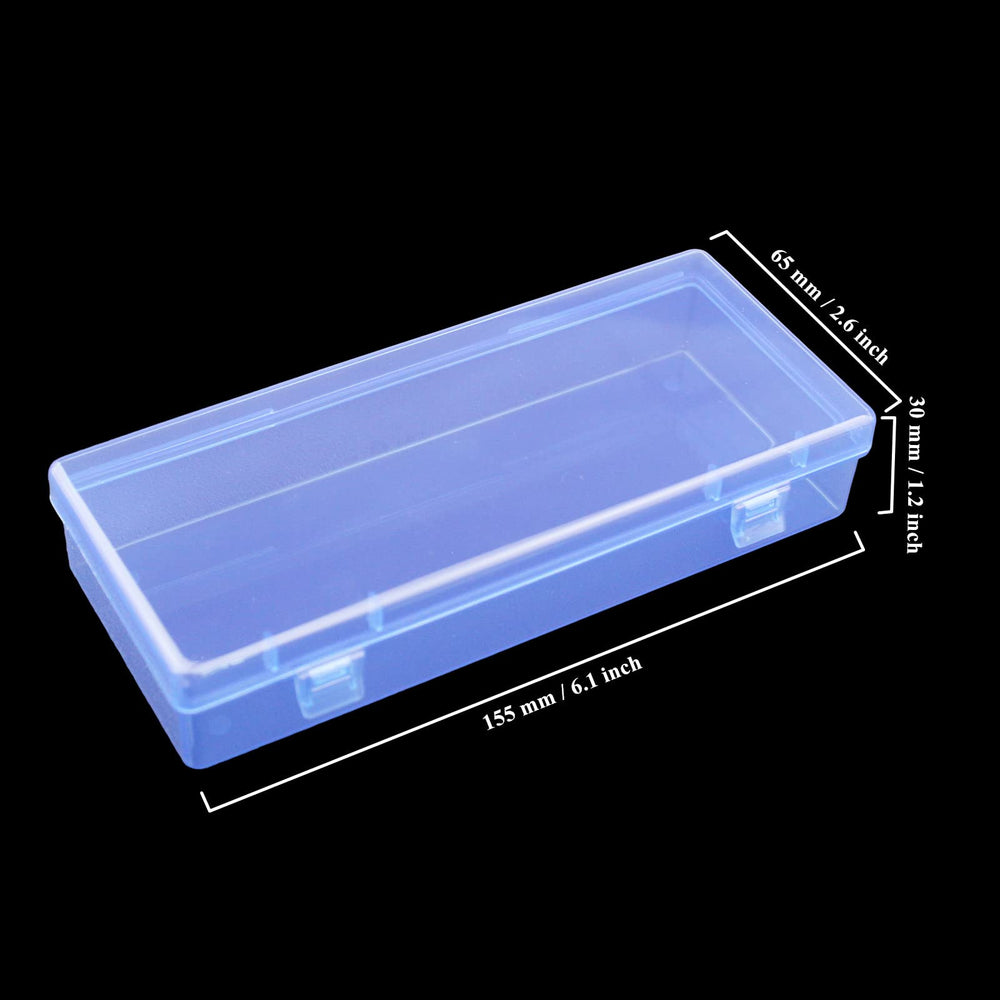 6 Pieces Rectangular Empty Mini Clear Plastic Organizer Storage Box Containers with Hinged Lids (Blue, 6.1 x 2.6 x 1.2 inch)