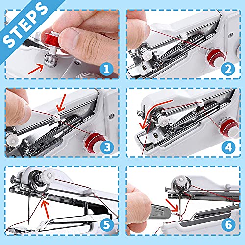Handheld Sewing Machine Mini Portable Sewing Tool More Friendly to the Handicapped Easy-to-operate Portable DIY for Beginners for Home/Travel User (battery not included)
