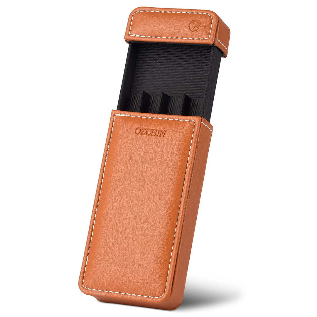 Pull-and-Push Cigarette Holder Christmas Day Gifts Cigarette Case Holds 4 King Size Great Gift for Men Women(Brown)