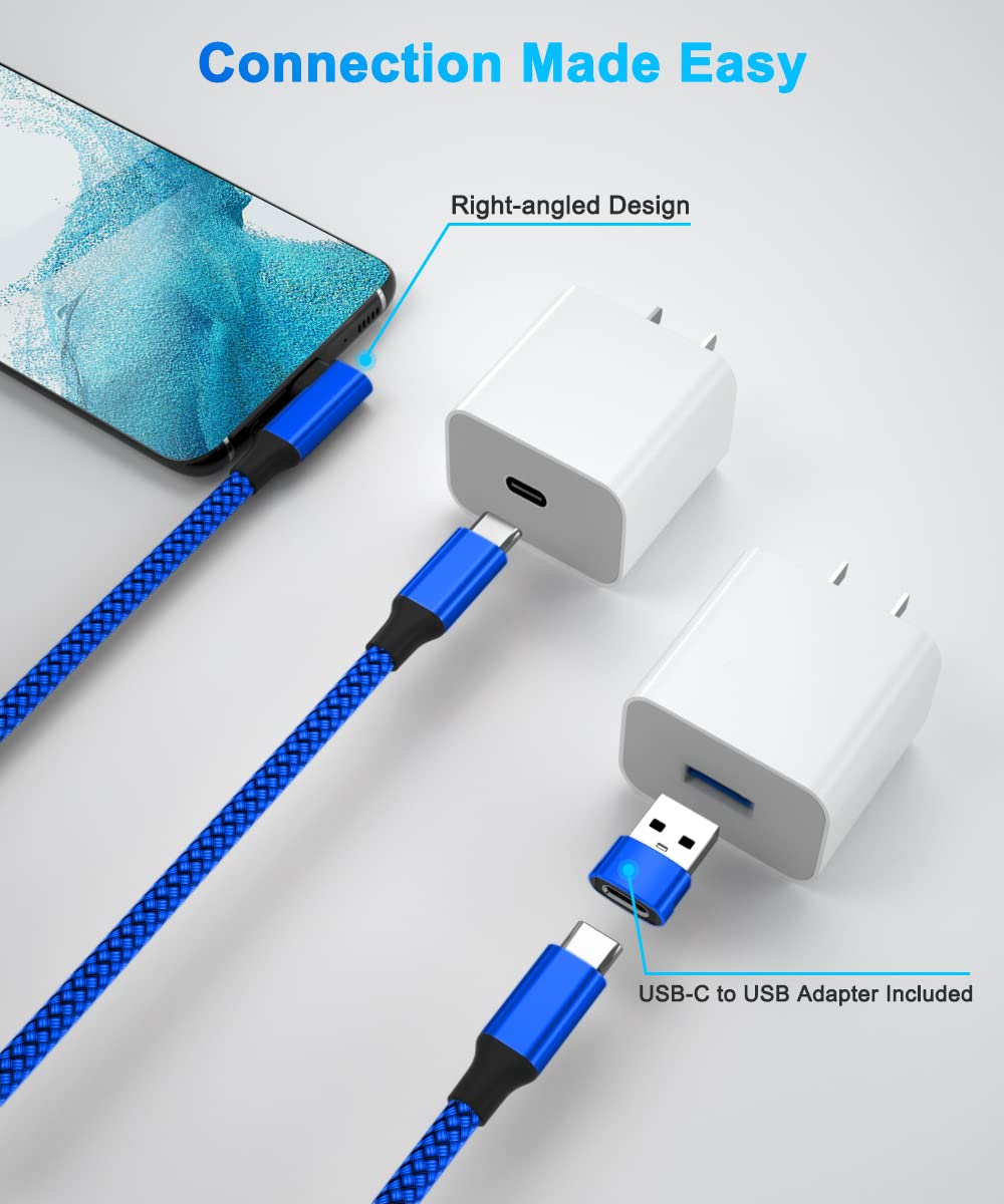 USB Type C to C 100W Charging Cable 6.6FT with USB A Adapter,PD Fast Charger Cord for Car iPhone 16 15 Pro Max Plus,Airpods 4th,MacBook Mac,iPad 10 10th Air 4 5 Mini 6 Generation 90 Degree
