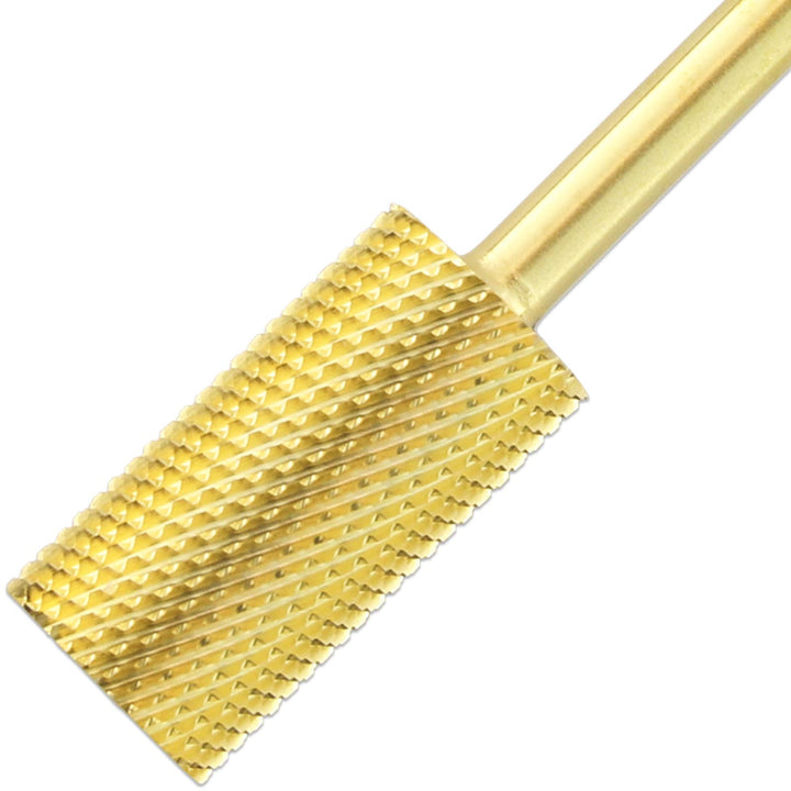 Pana 3/32 Safety Nail Carbide Bit - Gold Large Barrel Head (Grit: Fine - F) for Electric Dremel Drill Machine