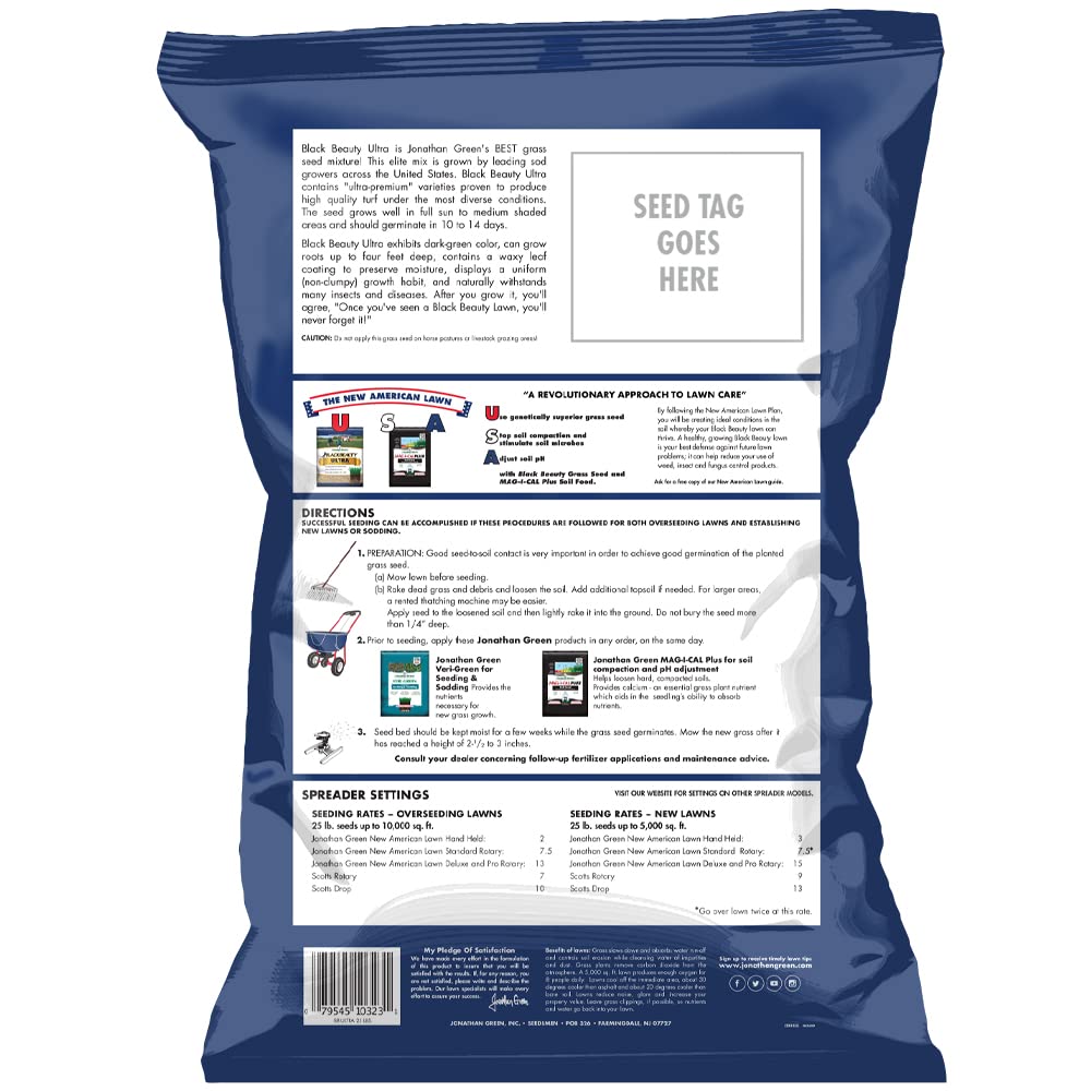 (10323) Black Beauty Ultra Grass Seed - Cool Season Lawn Seed (25 lb)