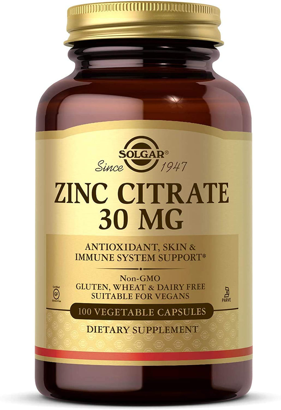 Solgar Zinc Citrate Vegetable Capsules, 100 Count, Non-