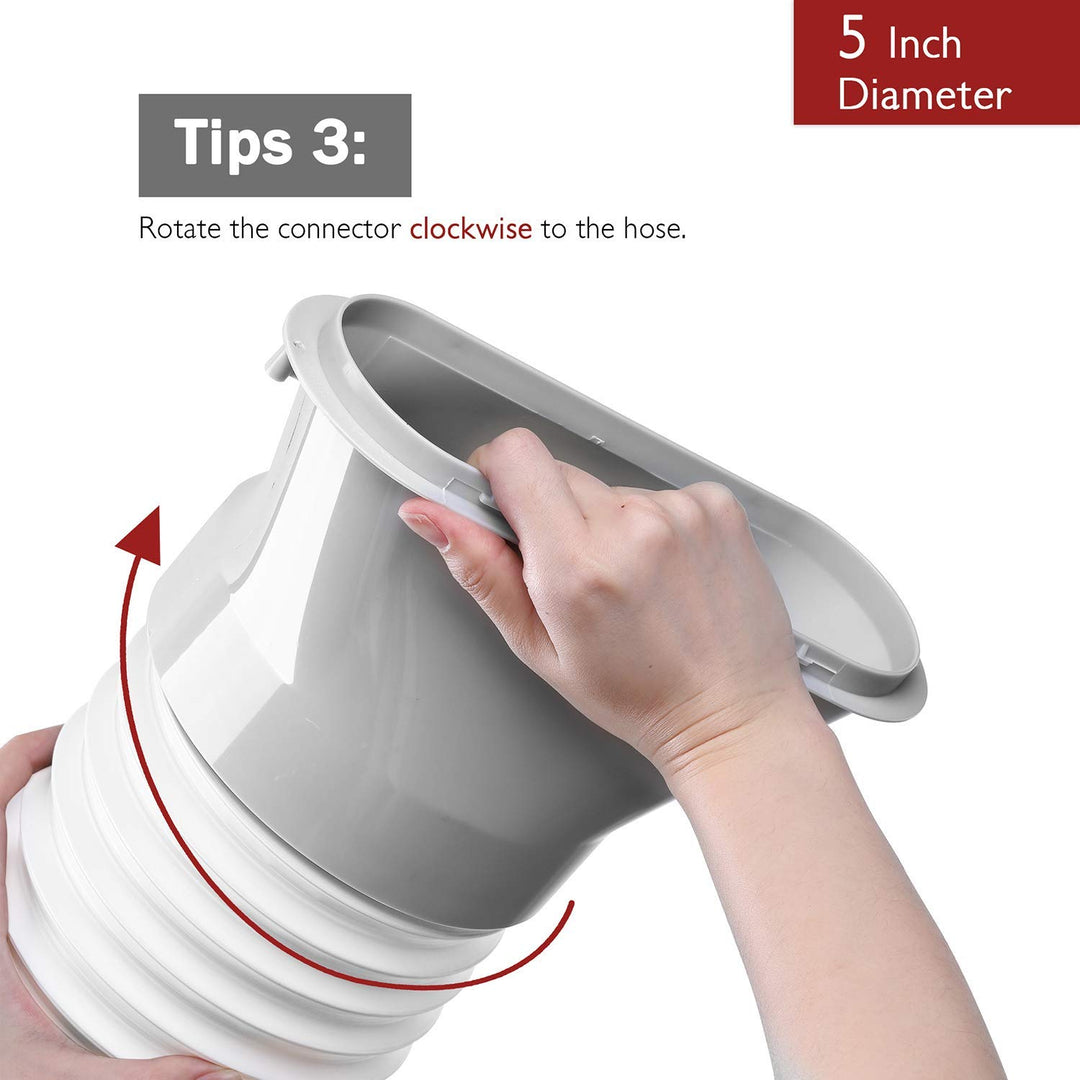 Polypropylene Portable Air Conditioner Universal Exhaust Hose - 5 Inch Diameter, 78 Inch Length, Clockwise Thread
