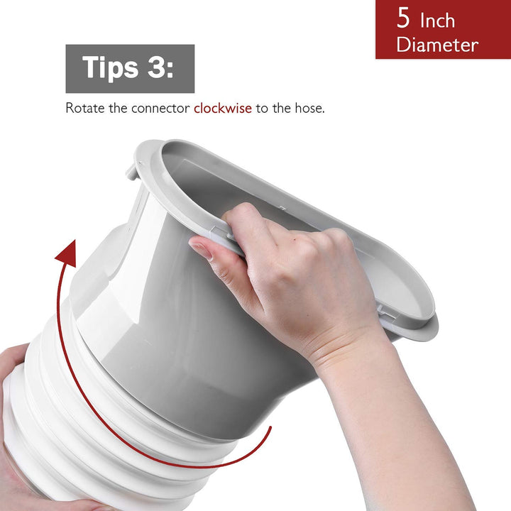 Polypropylene Portable Air Conditioner Universal Exhaust Hose - 5 Inch Diameter, 78 Inch Length, Clockwise Thread