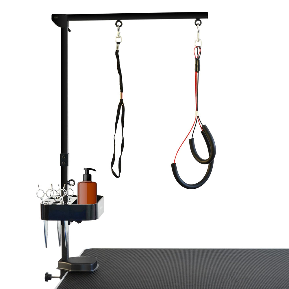 Pet Grooming arm with clamp for Large and Small Dogs - 35 inch Height Adjustable and Free Two No Sit Haunch Holder,Black