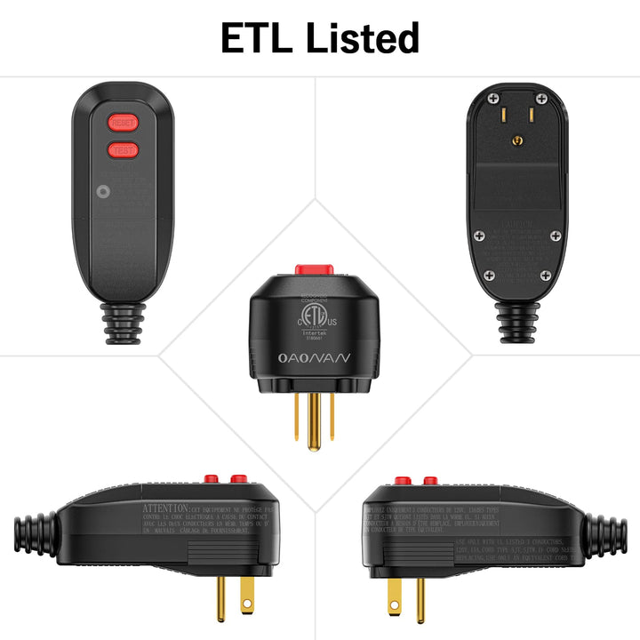 GFCI Replacement Plug Assembly Auto Reset 10 Amp 3 Prongs, 5 Years Warranty, Waterproof, Ground Fault Circuit Interrupter Safety Plug for Pressure Washer, Hot Tub, Air Conditioner, Hair Dryer
