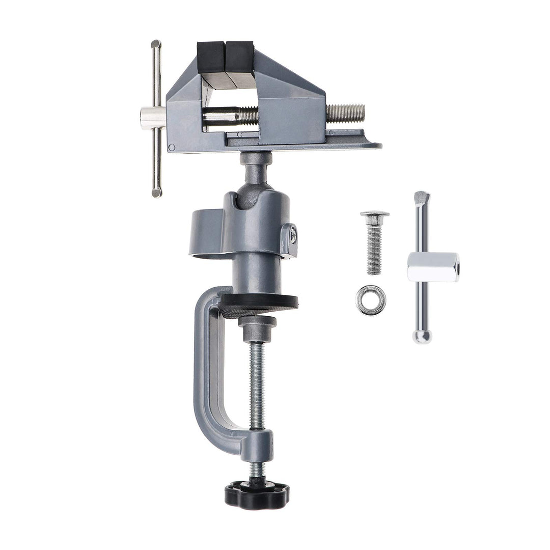 360°Universal Vice Aluminum Alloy Mini Table Clamp Bench Vise 70mm Rubber Jaws DIY Craft Tool For Modelling Painting Gluing Soldering Crafting