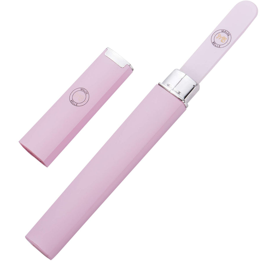 Crystal Nail File - Perfect for Women & Girls - Long Lasting Double Sided Tempered Glass| Professional Salon Manicure/Pedicure Filing Tool, Best for Natural Nails, Pretty Pastel Purple Color with Case