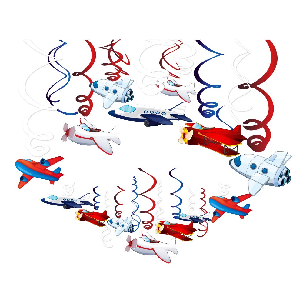 30Pack Airplane Hanging Swirls Fly Flight Ceiling Streamer Birthday Party Decorations Airplane Themed Party Favors for Holiday Baby Shower Home Decoration Party Supplies