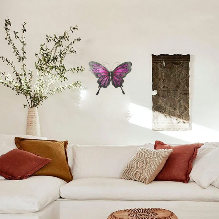 LIFFY Metal Butterfly Wall Art - 12 Glass Outdoor Wall 