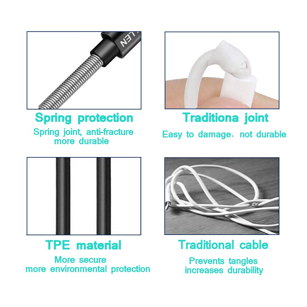 iPhone Cable Durable Lightning Charger Cable Spring iPhone Cord Fast iPhone Data Cable 5Pack 6FT USB Lightning Charging Cable Compatible iPhone XS/Max/XR/X/8/8P/7/7P/6S/iPad/iPod/IOS (Black)