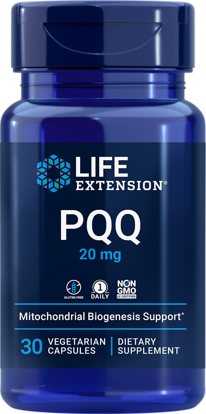 PQQ, pyrroloquinoline Quinone, 20 mg, Promotes The Growth of New Mitochondria, Gluten-Free, Non-GMO, Vegetarian, 1 Daily, 30 Capsules