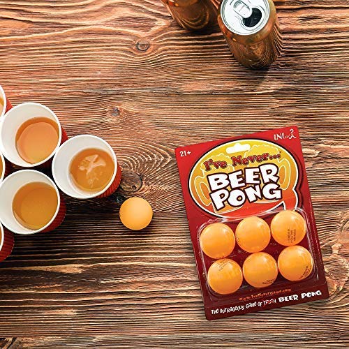 Beer Pong Balls with Two I&#39;ve Never Questions on Each Ball - Sink Your Ball, Drink Your Beer and Answer The Crazy I&#39;ve Never Question - Includes 12 Questions