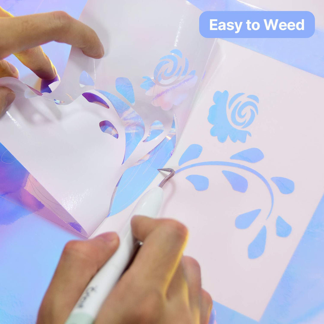 Holographic Opal Vinyl roll 12 x 5ft,Permanent Vinyl, Permanen Adhesive,for All Kinds of Cutting Machines (Opal White)