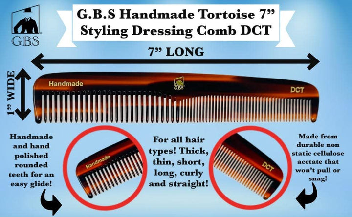 GBS Men&#39;s Handmade Anti-Static Tortoise Dressing Hair Comb - 7