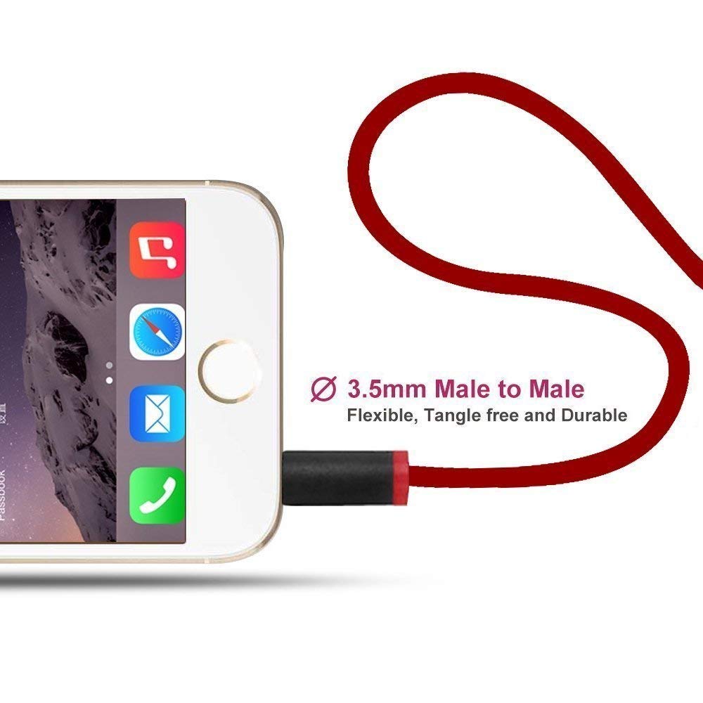 Replacement Audio Cable Cord Wire with in line Microphone and Control for Beats by Dr Dre Headphones Solo Studio Pro Detox Wireless Mixr Executive Pill (Black Red)