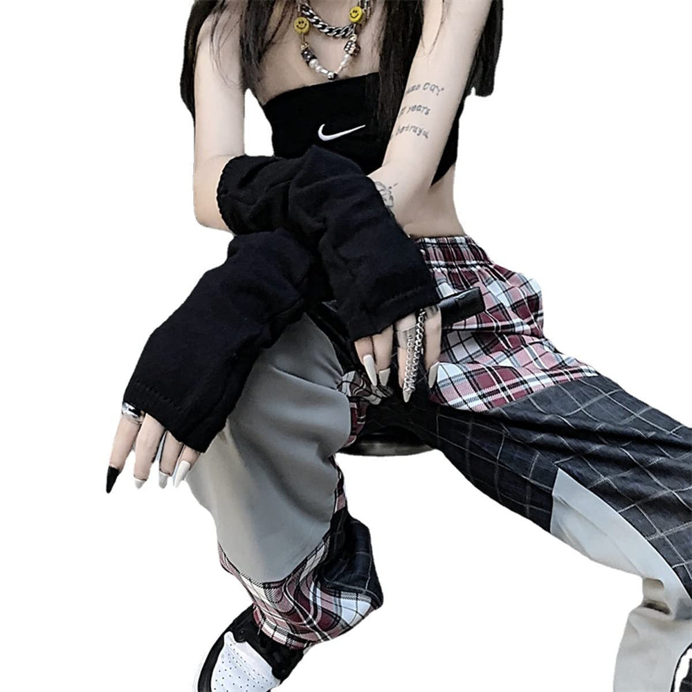 Women Gloves Goth Arm Sleeve Cool Black Moon Cross Printed Hip Hop Arm Warmers