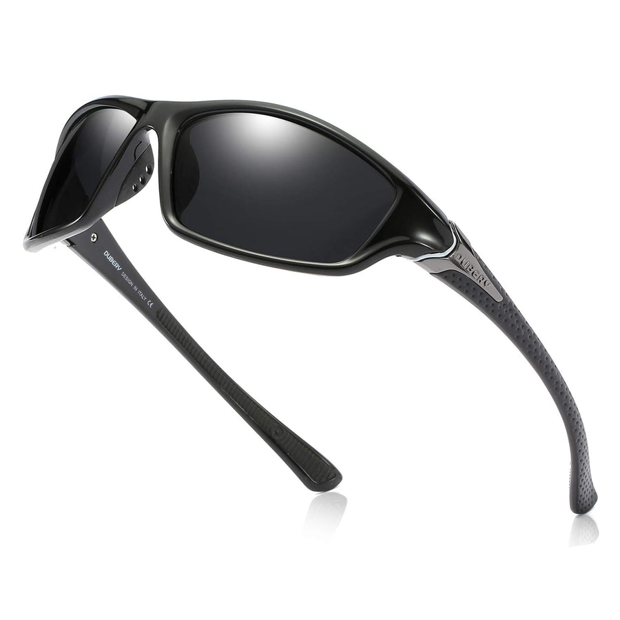 Mens Sports Polarized Sunglasses 100% UV Protection Driving Cycling Fishing Shades D120, Black/Yellow