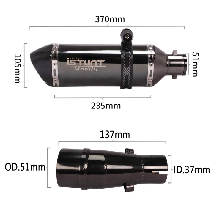Motorcycle Slip on Half Exhaust System Muffler Pipe for Ninja 300 Z250 Z300 2013-2017 Ninja 250R 2008-2017 Full Gossy Black