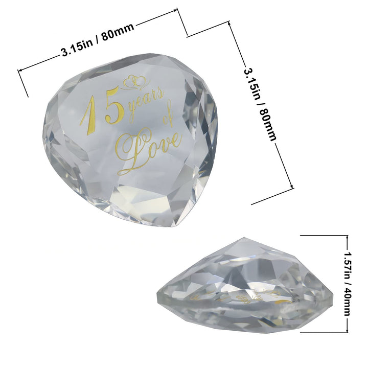 15th Anniversary Crystal Gifts for Husband Wife Boyfriend or Girlfriend, 15 Year Wedding Anniversary Valentines Day Romantic Gifts for Her Him Funny 15 Year Anniversary Marriage Presents for Couple