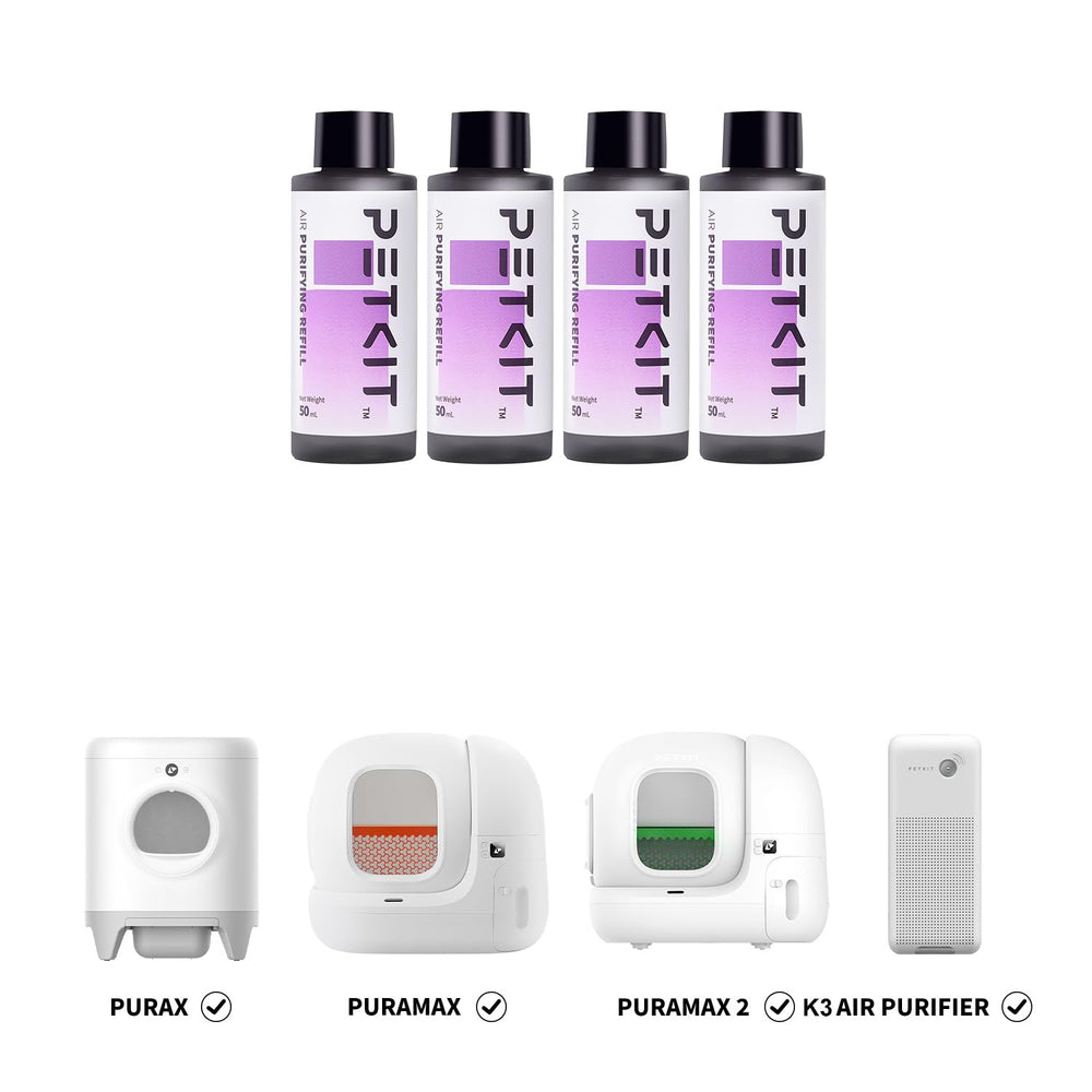 Air Purifying Refills for PuraX PuraMax Self-Cleaning Cat Litter Box, 100% Natural Ingredients Odor Remover, 4 Bottles Odor Eliminating Replacement Refills, Quickly Odor Control