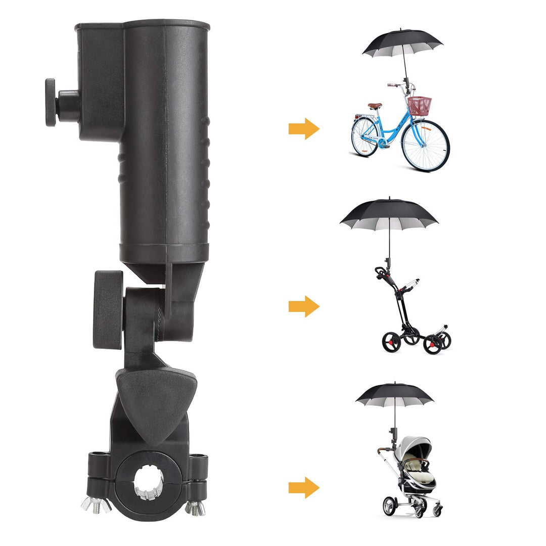 10L0L Universal 3 Wheel Golf Push Cart Umbrella Holder, Adjustable Angle, Umbrella Clip Mounting Attachment for Stroller Wheelchair