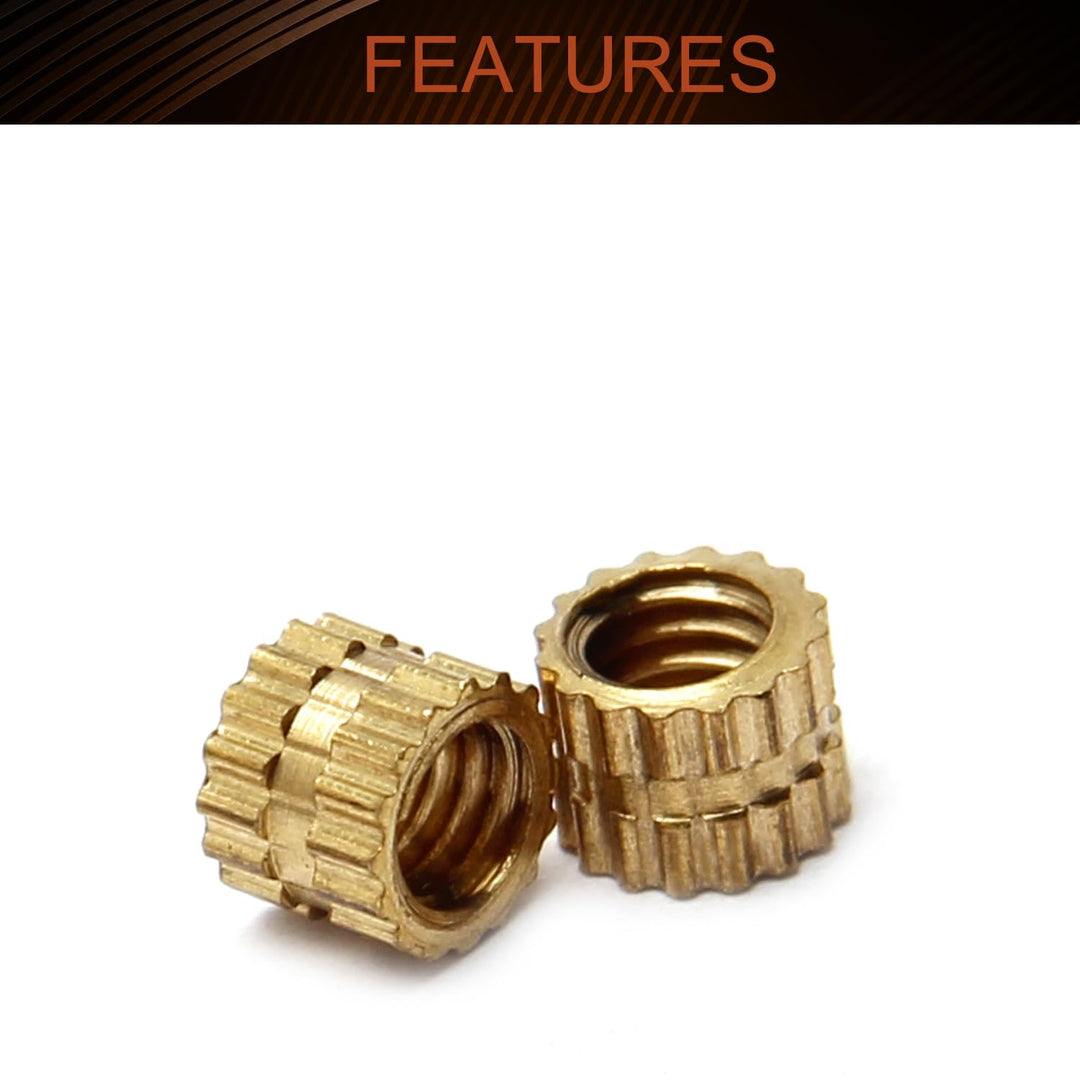 MroMax M4 Knurled Insert Nuts, M4x4x5mm M4 Female Threa