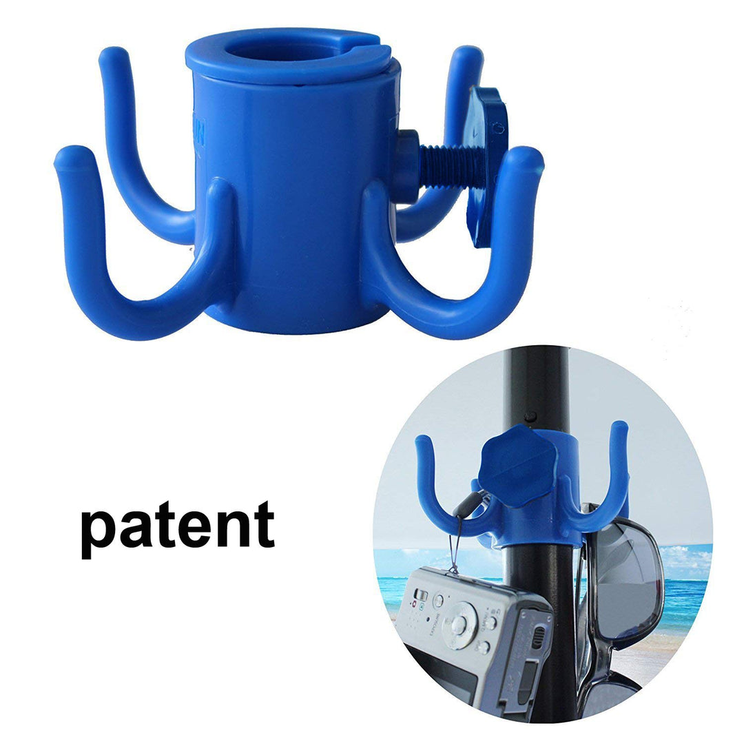Beach Umbrella Hanging Hook,4-prongs Plastic Umbrella Hook Hanging for Towels /Hats/Clothes/Camera/Sunglasses/ Bags,Fit for Beach,Camping Trips Blue