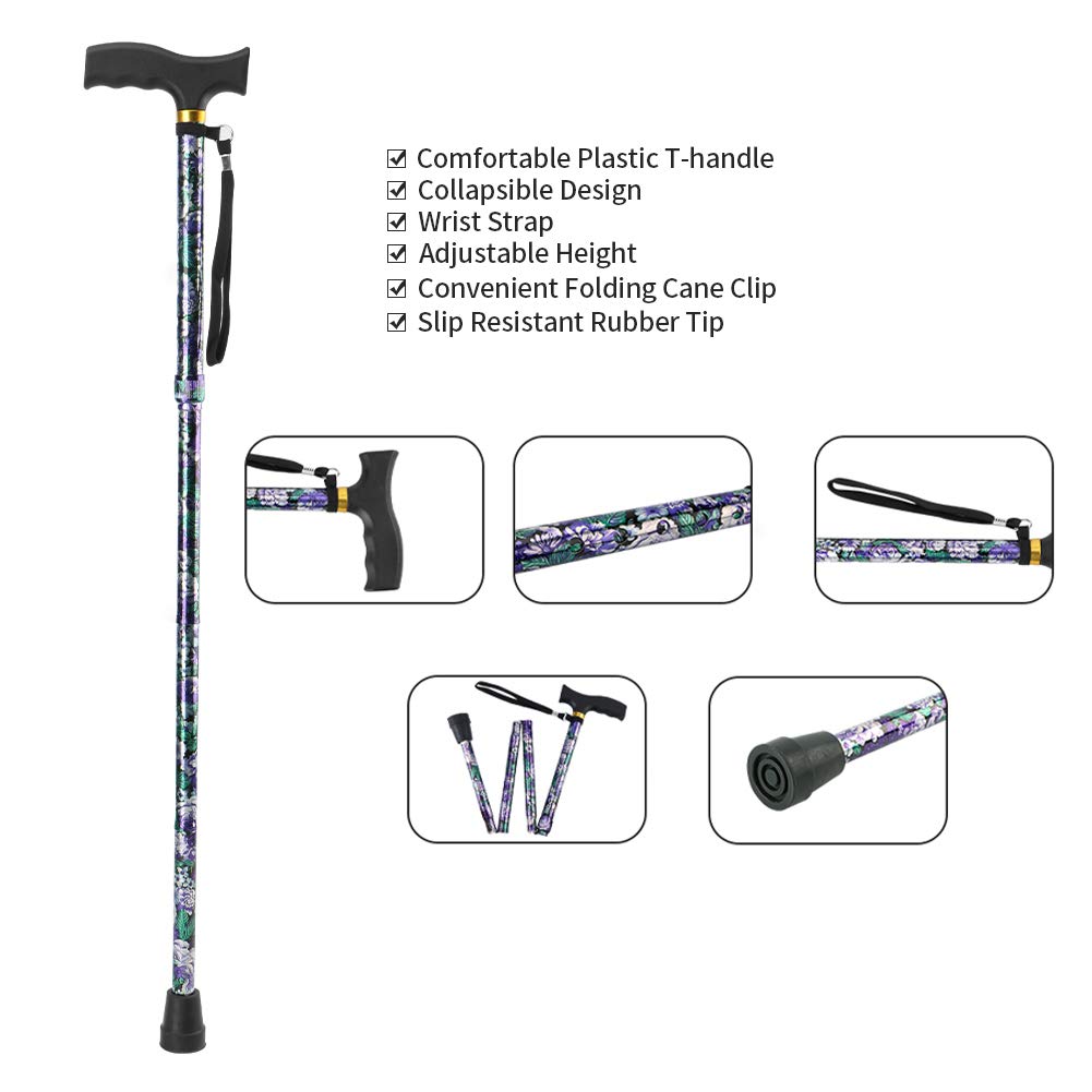 Folding Walking Cane,LIXIANG,5-Level Height Adjustable 