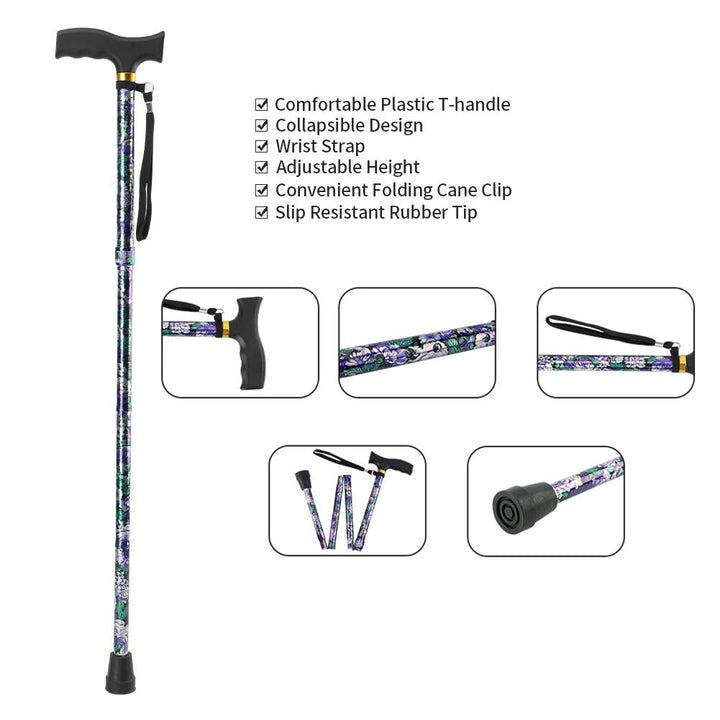 Folding Walking Cane,LIXIANG,5-Level Height Adjustable 