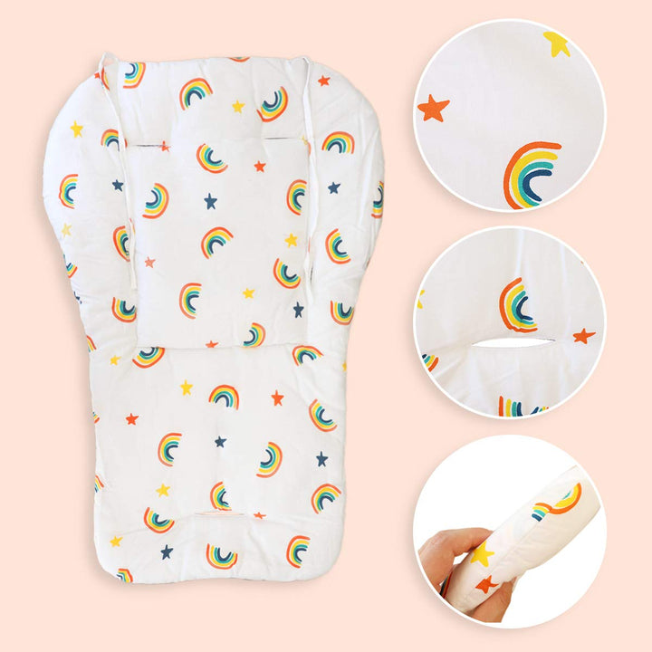 Baby High Chair Cushion, Thick Pad for Wooden High Chair, Baby Dining Chair Liner Mat (Yellow Rainbow)